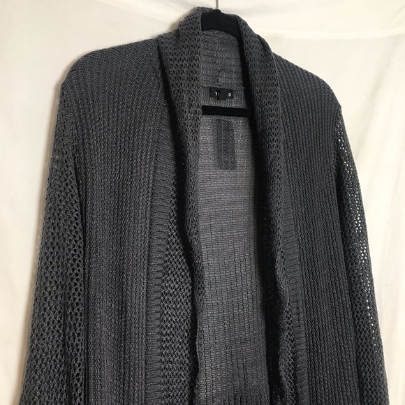 Torrid Womens Gray Open Knit Waterfall Open Front Duster Cardigan Size 2 2X Goth - Picture 4 of 15